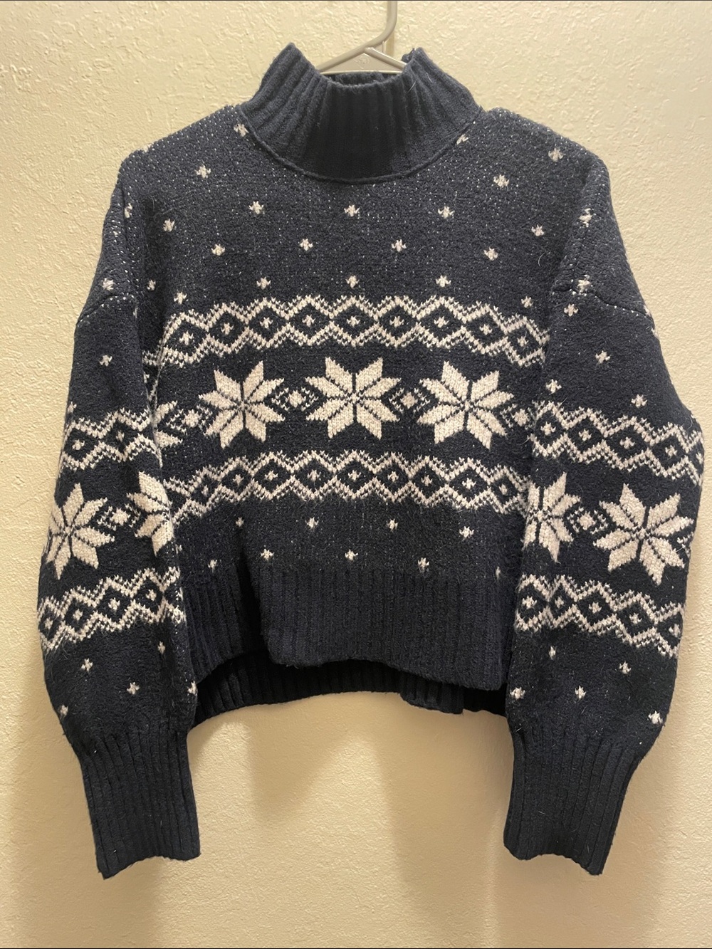 Pink Rose Navy and White Fair Isle Turtleneck Sweater